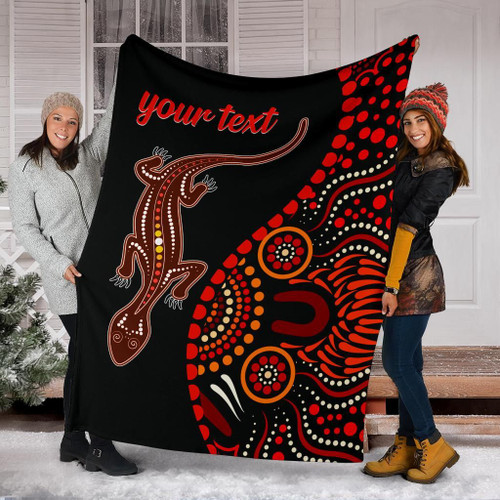 Australia Aboriginal Lizard Blanket - Aboriginal Inspired With Dot Art Painting Australia Aboriginal Lizard Blanket - Aboriginal Inspired With Dot Art Painting