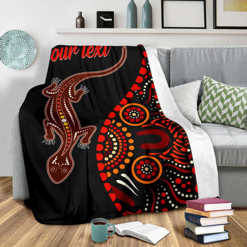 Australia Aboriginal Lizard Blanket - Aboriginal Inspired With Dot Art Painting Australia Aboriginal Lizard Blanket - Aboriginal Inspired With Dot Art Painting