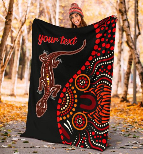 Australia Aboriginal Lizard Blanket - Aboriginal Inspired With Dot Art Painting Australia Aboriginal Lizard Blanket - Aboriginal Inspired With Dot Art Painting