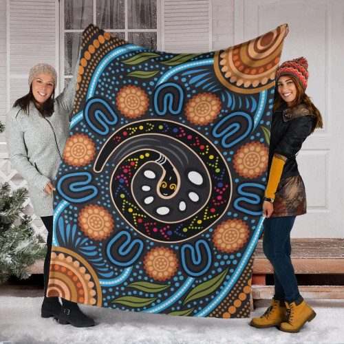 Australia Aboriginal Blanket - Aboriginal Art Painting And Snake Australia Aboriginal Blanket - Aboriginal Art Painting And Snake