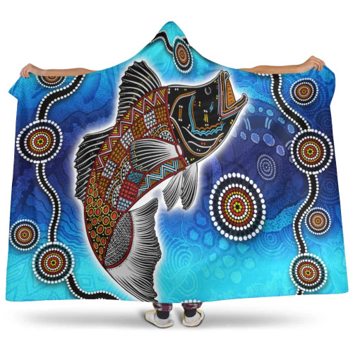 Australia Aborginal Hooded Blanket - Aboriginal Fishing Australia Aborginal Hooded Blanket - Aboriginal Fishing