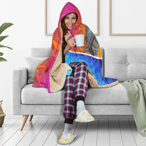 Australia Aboriginal Hooded Blanket - Indigenous Dolphin Australia Aboriginal Hooded Blanket - Indigenous Dolphin