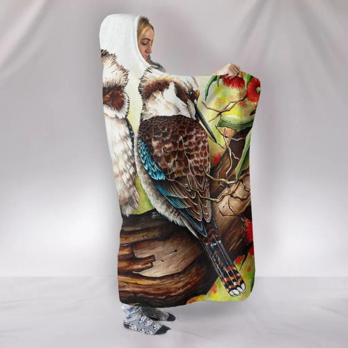Australia Hooded Blanket - Kookaburra with Waratah