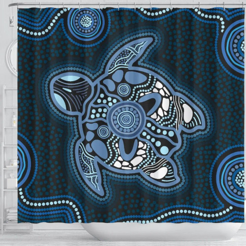 Australia Aboriginal Shower Curtain - Indigenous Turtle Ver04 Australia Aboriginal Shower Curtain - Indigenous Turtle Ver04