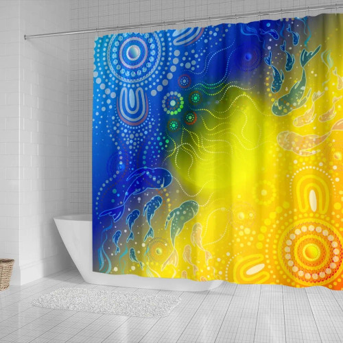 Australia Aboriginal Shower Curtain - Indigenous Fishing