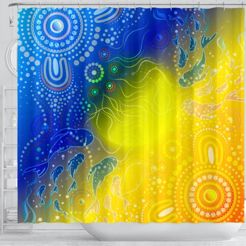 Australia Aboriginal Shower Curtain - Indigenous Fishing
