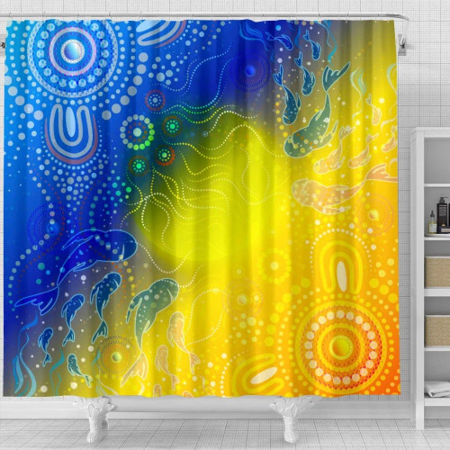Australia Aboriginal Shower Curtain - Indigenous Fishing