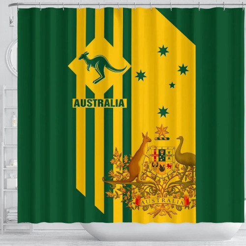 Australia Shower Curtain - Australia Kangaroo Sign National Color Australia Shower Curtain - Australia Kangaroo Sign National Color