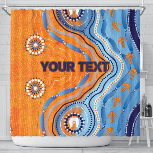 Australia Aboriginal Shower Curtain - Indigenous Beach Dot Painting Art Australia Aboriginal Shower Curtain - Indigenous Beach Dot Painting Art