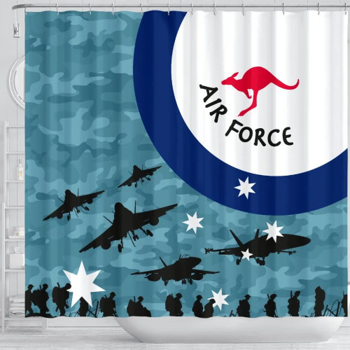 Australia Air Force Shower Curtain (Blue) - Kangaroo Australia Air Force Shower Curtain (Blue) - Kangaroo