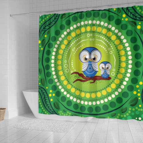 Australia Aboriginal Shower Curtain - Indigenous Owl Australia Aboriginal Shower Curtain - Indigenous Owl