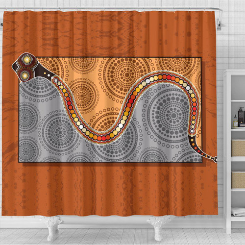 Australia Aboriginal Shower Curtain - Indigenous Snake Australia Aboriginal Shower Curtain - Indigenous Snake