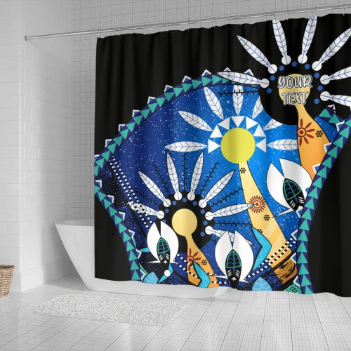 [Custom] Australia Torres Strait Shower Curtain - Dhari Mask In Plam Tree