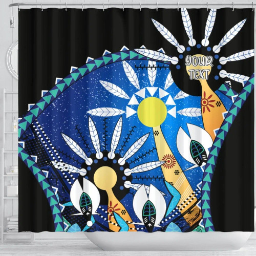 [Custom] Australia Torres Strait Shower Curtain - Dhari Mask In Plam Tree