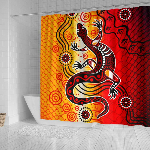 Australia Shower Curtain - Aboriginal Patterns Shower Curtain Lizard Australia Shower Curtain - Aboriginal Patterns Shower Curtain Lizard