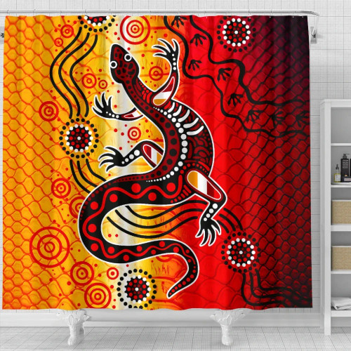 Australia Shower Curtain - Aboriginal Patterns Shower Curtain Lizard Australia Shower Curtain - Aboriginal Patterns Shower Curtain Lizard