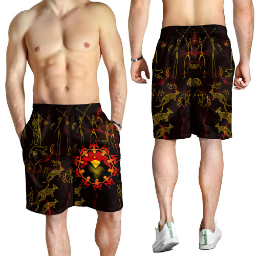 Australia Aboriginal Men Shorts - Australia Map and Indigenous Flag