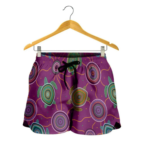 Australia Women Shorts - Aboriginal Turtle Purple Australia Dot Patterns Australia Women Shorts - Aboriginal Turtle Purple Australia Dot Patterns