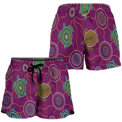 Australia Women Shorts - Aboriginal Turtle Purple Australia Dot Patterns Australia Women Shorts - Aboriginal Turtle Purple Australia Dot Patterns
