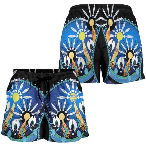 [Custom] Australia Torres Strait Women Shorts - Dhari Mask In Plam Tree