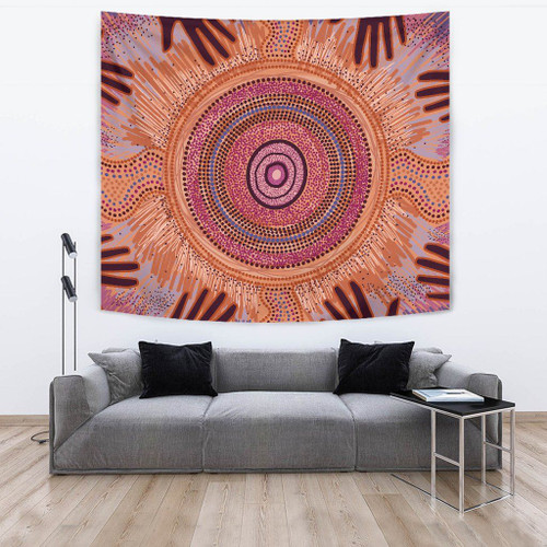 Australia Aboriginal Tapestry - Indigenous Circle Dot Painting Ver18
