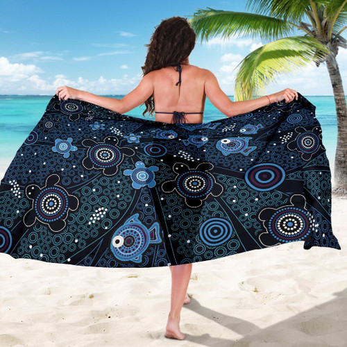 Australia Aboriginal Sarong - Aboriginal Art Painting And Turtle Australia Aboriginal Sarong - Aboriginal Art Painting And Turtle