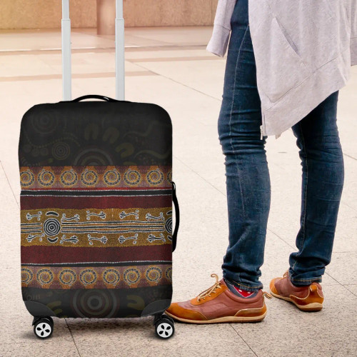Australia Luggage Cover - Aboriginal Dot Panting Art Horizontal Lines Australia Luggage Cover - Aboriginal Dot Panting Art Horizontal Lines