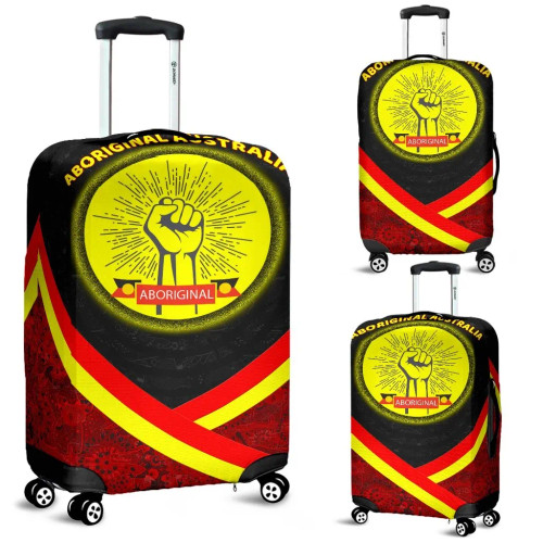 Australia Luggage Cover - Aboriginal Flag And Animals Pattern Australia Luggage Cover - Aboriginal Flag And Animals Pattern