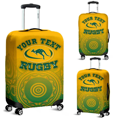 [Custom] Australia Aboriginal Luggage Cover - Australia Rugby and Coat Of Arms