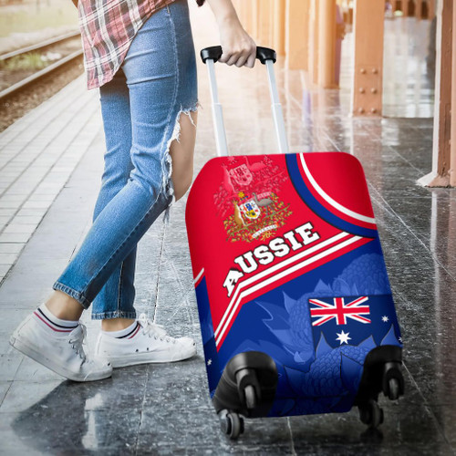 Australia Luggage Cover - Aus Flag and Coat of Arms Waratah Flowers Australia Luggage Cover - Aus Flag and Coat of Arms Waratah Flowers