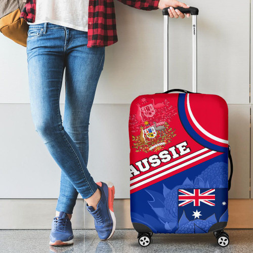 Australia Luggage Cover - Aus Flag and Coat of Arms Waratah Flowers Australia Luggage Cover - Aus Flag and Coat of Arms Waratah Flowers