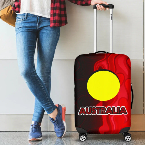 Australia Luggage Cover - Aboriginal Patterns Sun Australia Flame