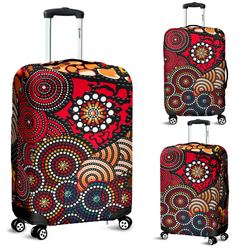 Australia Aboriginal Luggage Cover - Dot Painting Art Indigenous Color Australia Aboriginal Luggage Cover - Dot Painting Art Indigenous Color