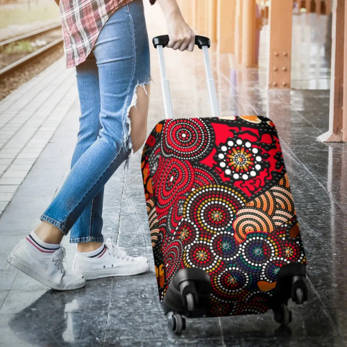 Australia Aboriginal Luggage Cover - Dot Painting Art Indigenous Color Australia Aboriginal Luggage Cover - Dot Painting Art Indigenous Color