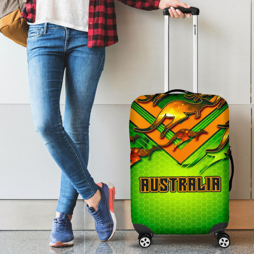 Australia Luggage Cover - Australian Kangaroo Aussie National Colors Australia Luggage Cover - Australian Kangaroo Aussie National Colors