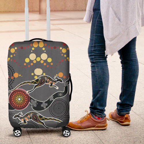 Australia Aboriginal Luggage Cover- Kangaroo and Dotted Dreaming