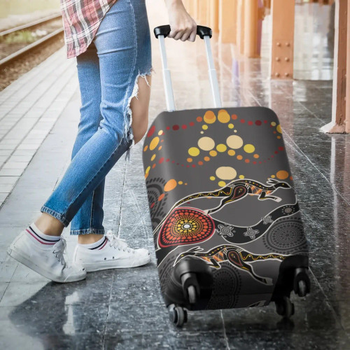 Australia Aboriginal Luggage Cover- Kangaroo and Dotted Dreaming
