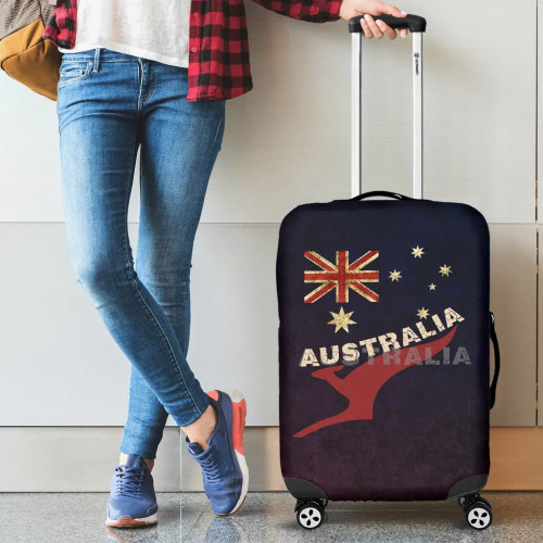 Australia Luggage Cover - Aus Flag Kangaroo Vintage