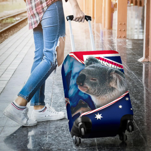 Australia Luggage Cover - Australian Flag and Coat Of Arms Koala 3D Australia Luggage Cover - Australian Flag and Coat Of Arms Koala 3D