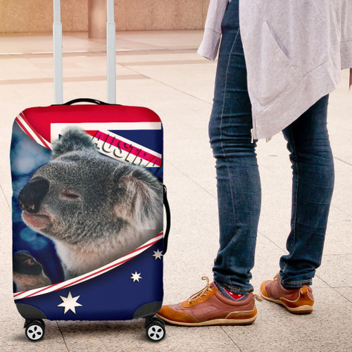 Australia Luggage Cover - Australian Flag and Coat Of Arms Koala 3D Australia Luggage Cover - Australian Flag and Coat Of Arms Koala 3D