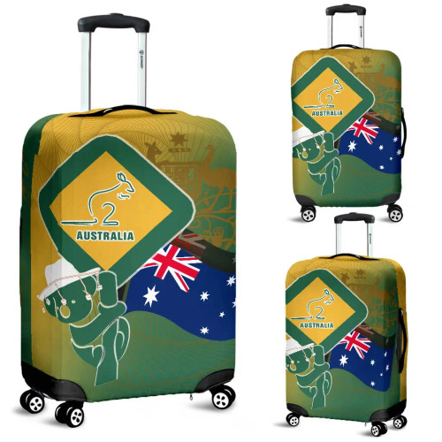 Australia Luggage Cover - Aus Flag and Coat Of Arms Kangaroo and Koala Sign Australia Luggage Cover - Aus Flag and Coat Of Arms Kangaroo and Koala Sign
