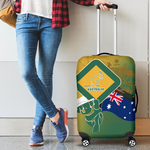 Australia Luggage Cover - Aus Flag and Coat Of Arms Kangaroo and Koala Sign Australia Luggage Cover - Aus Flag and Coat Of Arms Kangaroo and Koala Sign