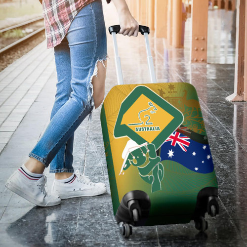Australia Luggage Cover - Aus Flag and Coat Of Arms Kangaroo and Koala Sign Australia Luggage Cover - Aus Flag and Coat Of Arms Kangaroo and Koala Sign