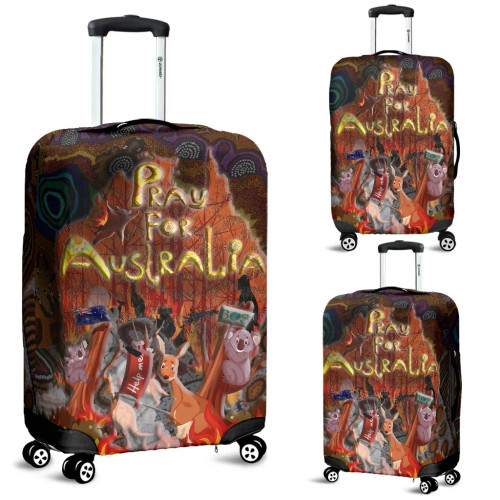 Australia Pray For Australia Luggage Cover - Aboriginal Pattern - Love Australia