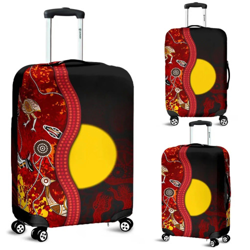 Australia Aboriginal Luggage Cover - Red Indigenous Flag