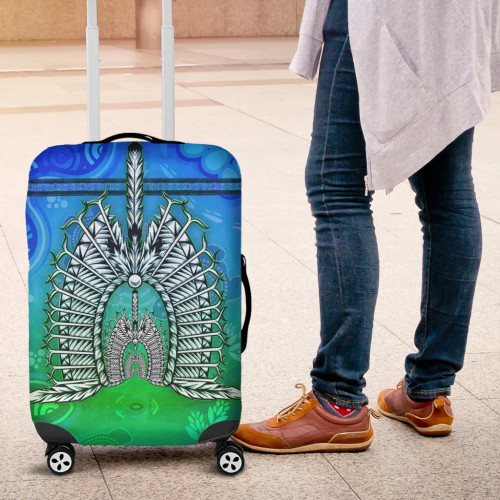 Australia Luggage Cover - Turtle Background With Dhari Mask Australia Luggage Cover - Turtle Background With Dhari Mask