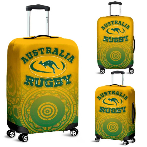 Australia Aboriginal Luggage Cover - Australia Rugby and Coat Of Arms Ver02 Australia Aboriginal Luggage Cover - Australia Rugby and Coat Of Arms Ver02