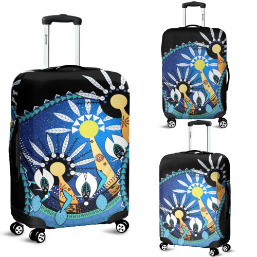 Australia Torres Strait Luggage Cover - Dhari Mask In Palm Tree Australia Torres Strait Luggage Cover - Dhari Mask In Palm Tree