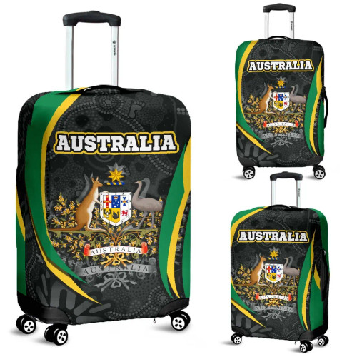 Australia Luggage Cover - Australia Coat of Arms Aussie Spirit (Green)