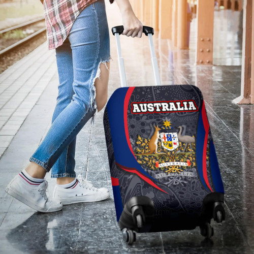 Australia Aboriginal Luggage Cover - Australian Coat of Arms - Aussie Spirit Australia Aboriginal Luggage Cover - Australian Coat of Arms - Aussie Spirit